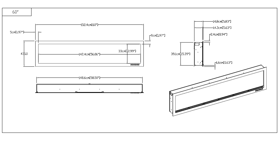 Dutch Fires - Decori Slimline 60″ inch – 152cm